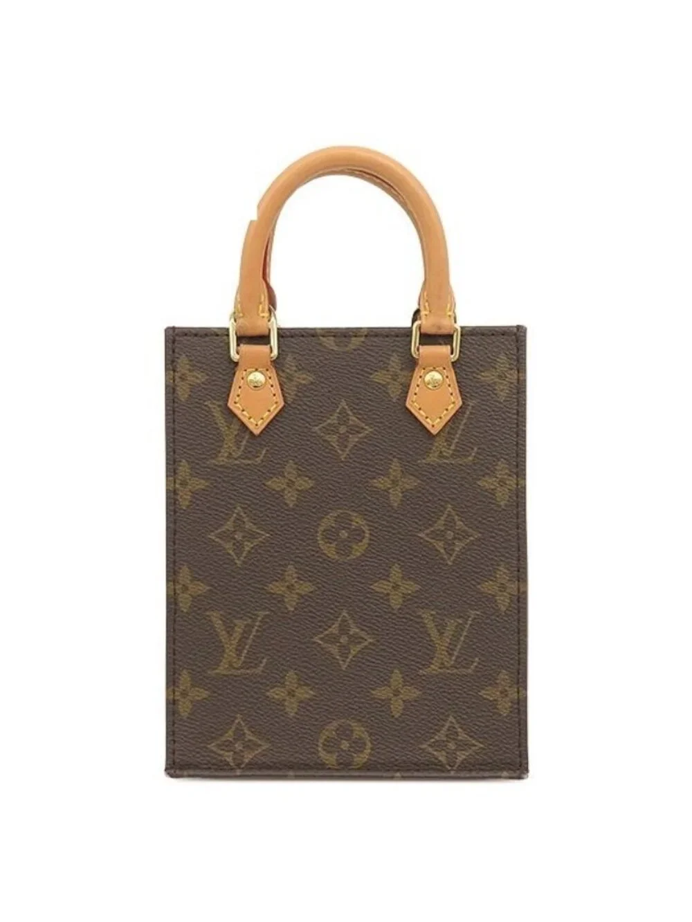 Louis Vuitton Bag Petite Sac Plat Monogram Canvas Gold Handbag